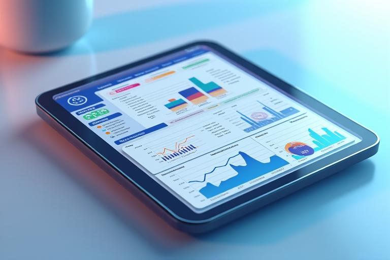 Modern analytics dashboard displaying social media engagement metrics, follower growth, reach, and AI-generated optimization recommendations plotted on graphs.
