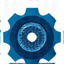 Icon showing a gear with circuit patterns, representing quality control and defect detection in manufacturing.
