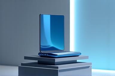 Sleek smartphone against a modern, digitally enhanced background