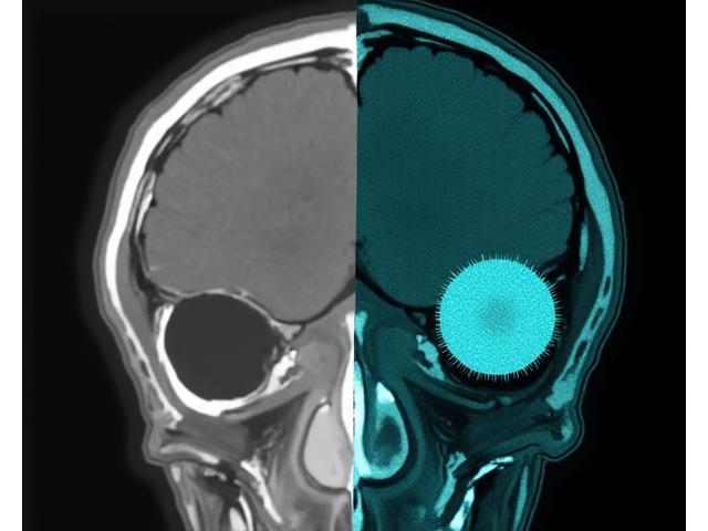 Close-up of AI-enhanced medical scan image with highlighted details