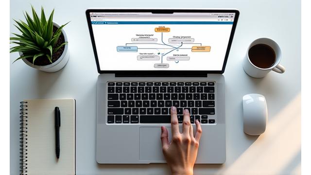 Person illustrating a workflow on a whiteboard