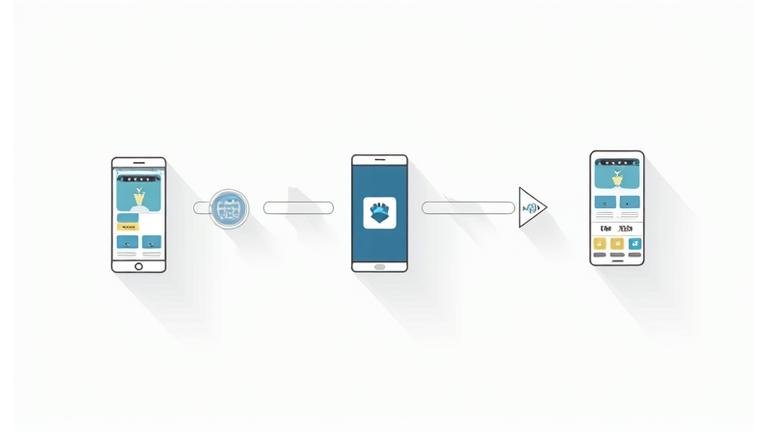 Diagram illustrating a user's flow through a mobile photo editing app, from import to export, highlighting ease of use