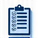 Abstract icon representing regular security audits, like a magnifying glass over a checklist.