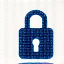 Abstract icon representing data encryption with interlocking digital patterns.