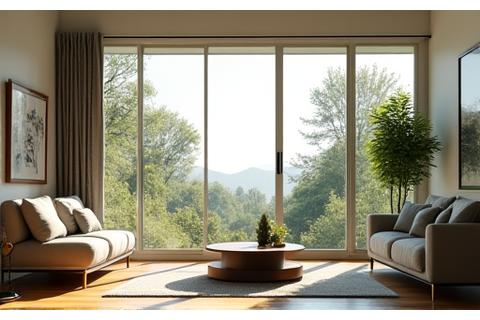 HDR processing balancing bright windows and dark interiors in a real estate photo