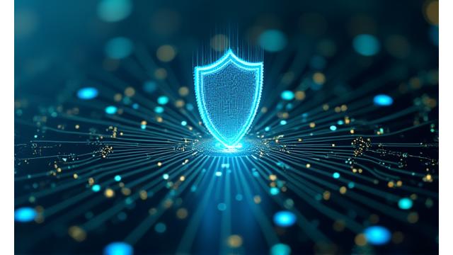 A secure digital transaction interface with currency symbols and subtle AI elements