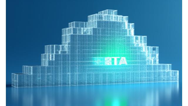 Abstract image of data flowing into a secure cloud, then being securely archived or deleted